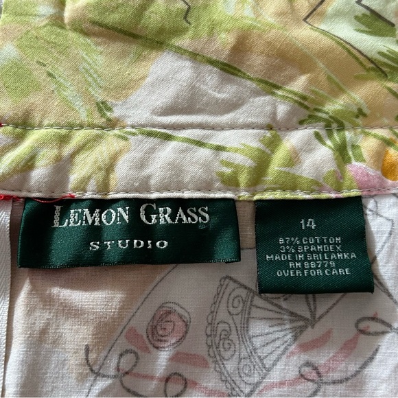 Lemon Grass Studio Skirt Midi Patterned With Hot Pink Ribbon Tie Size 14 - Picture 3 of 6